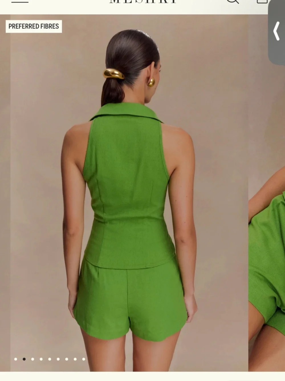 Meshki Green Collared Sleeveless Top and Shorts - Picture 6 of 8
